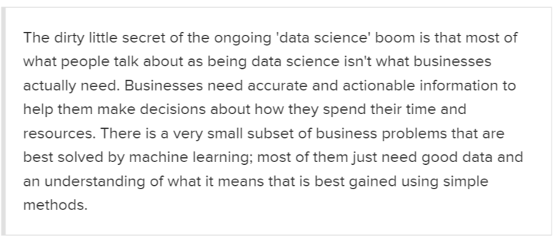 data science not creating business vlue